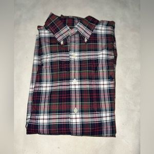 Men's RALPH LAUREN Red White Green Plaid Oxford Shirt Large Classic Fit